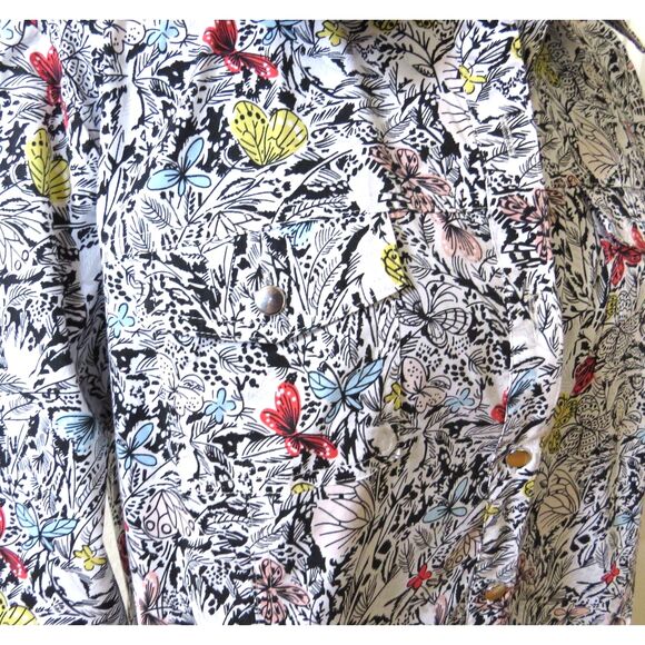 Christopher & Banks Floral and Butterfly Button Down  Large  NWOT - Picture 1 of 9